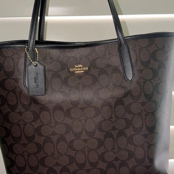 Coach Black and Brown Signature Tote - Picture 1 of 9
